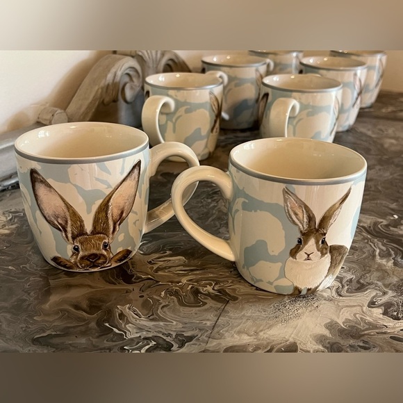 Williams Sonoma Damask Easter Bunny Mug, Set of Four, Discontinued, NWOT - Picture 11 of 12